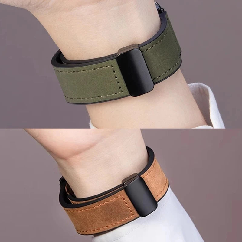 Sport Armband Leder Silikon für Watch Fit Serie Magnetverschluss