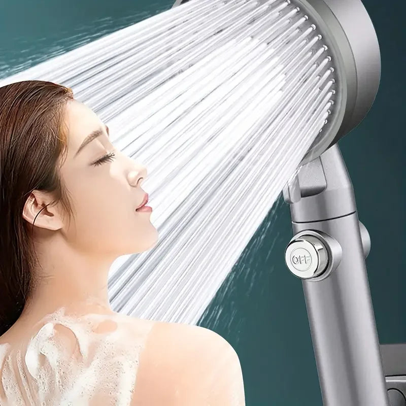 Grauer Hochdruck Handbrausekopf mit 5 Modi, Filter - Pause-Taste für Dusche