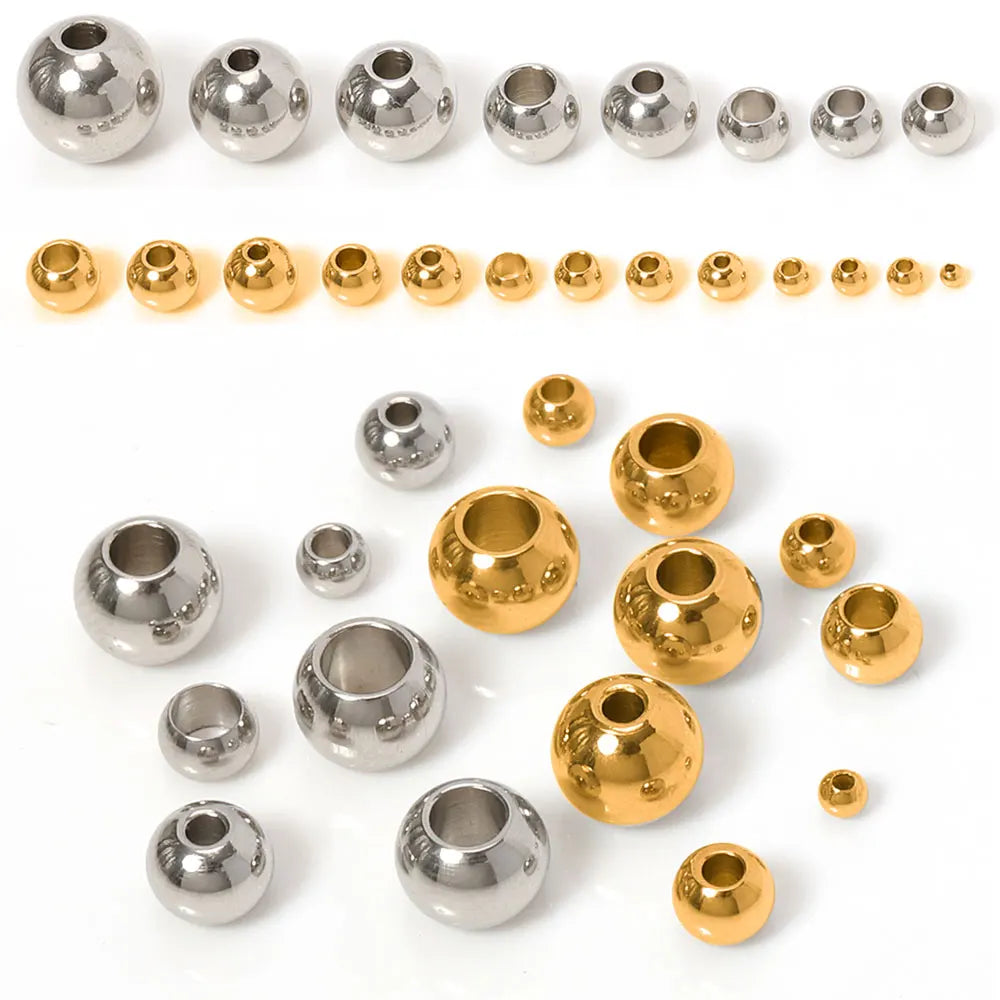 Edelstahl Gold Spacer Perlen Set 100 Stück Verschiedene Größen DIY