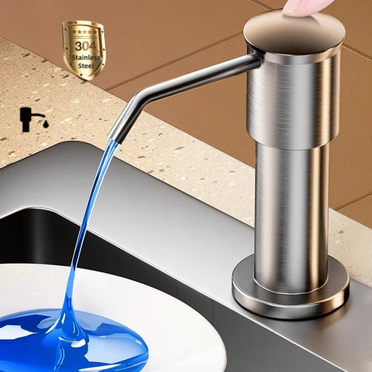 Seifenspender für Küchenspüle gebürstete Pumpe Arbeitsplatte silberfarben