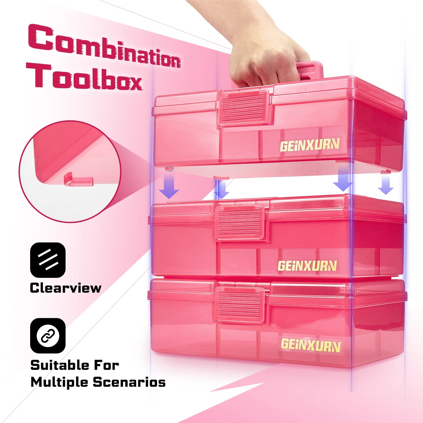 Wasserdichter, tragbarer Kleinteile-Organizer Rosa Kunststoffbox mit Trennwänden