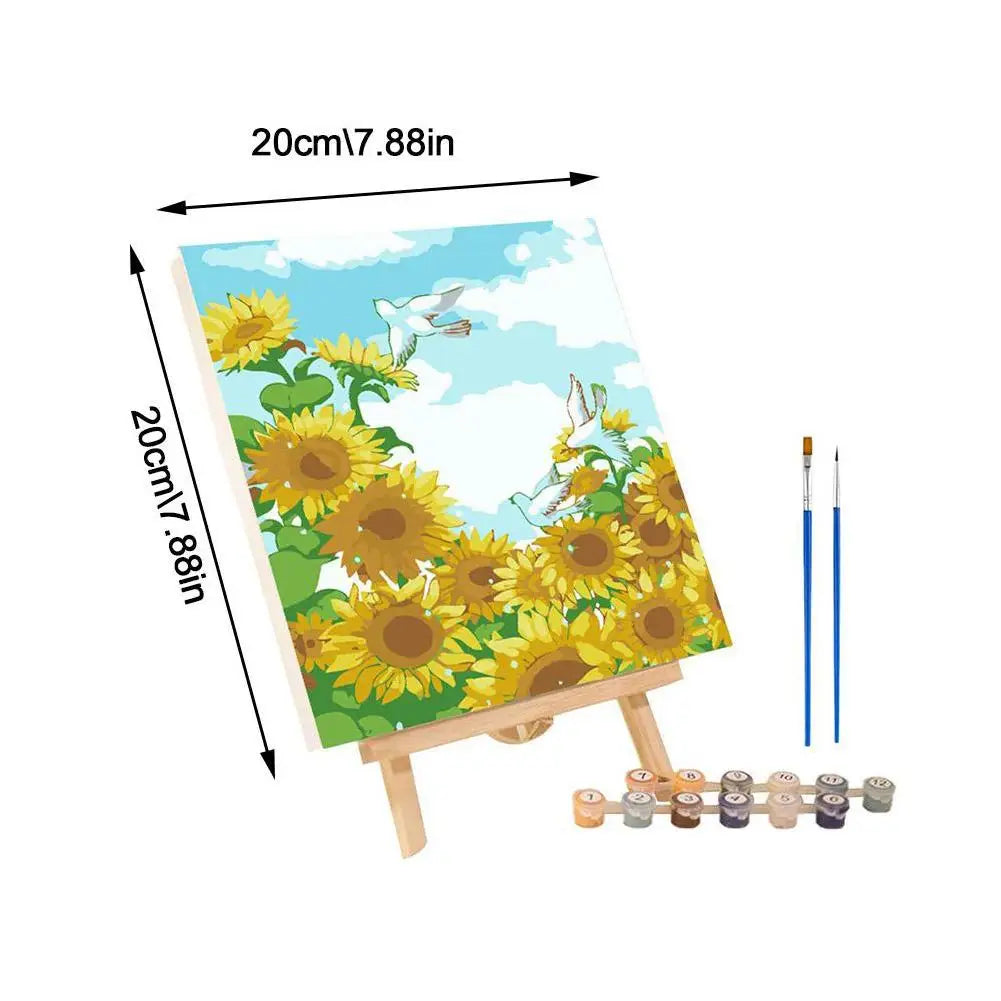 Malen nach Zahlen Kit Landschaft Abstrakter Sonnenuntergang mit Acrylfarbe