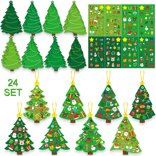 24 Sets Weihnachtsbaum Bastelset für eigene Feiertags-Grußkarten