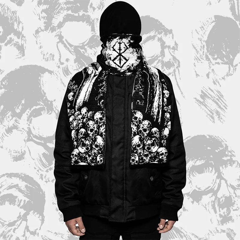 Warmer gestrickter Winterschal mit kreativem Muster und Quasten