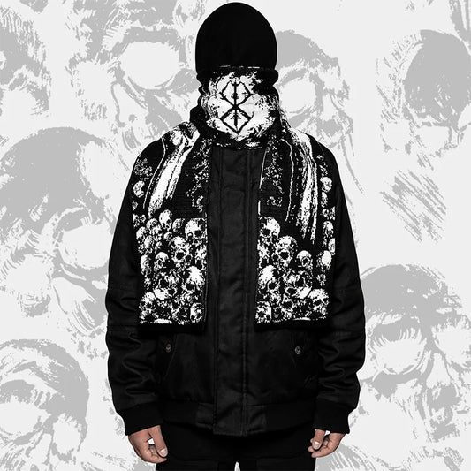 Warmer gestrickter Winterschal mit kreativem Muster und Quasten