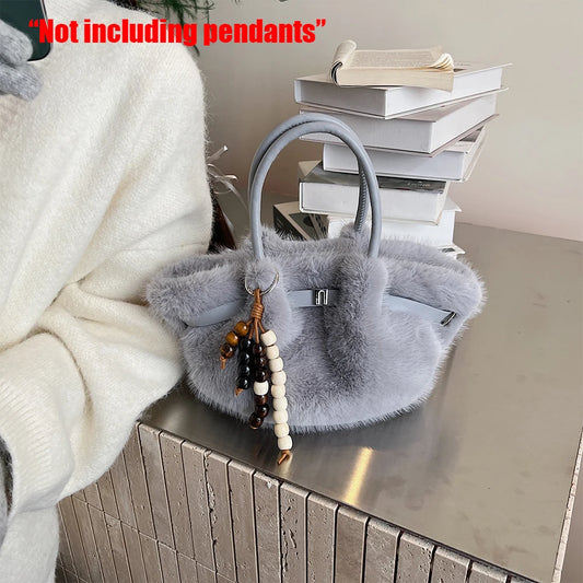 Leichte und vielseitige Plüsch Umhängetasche für Herbst und Winter