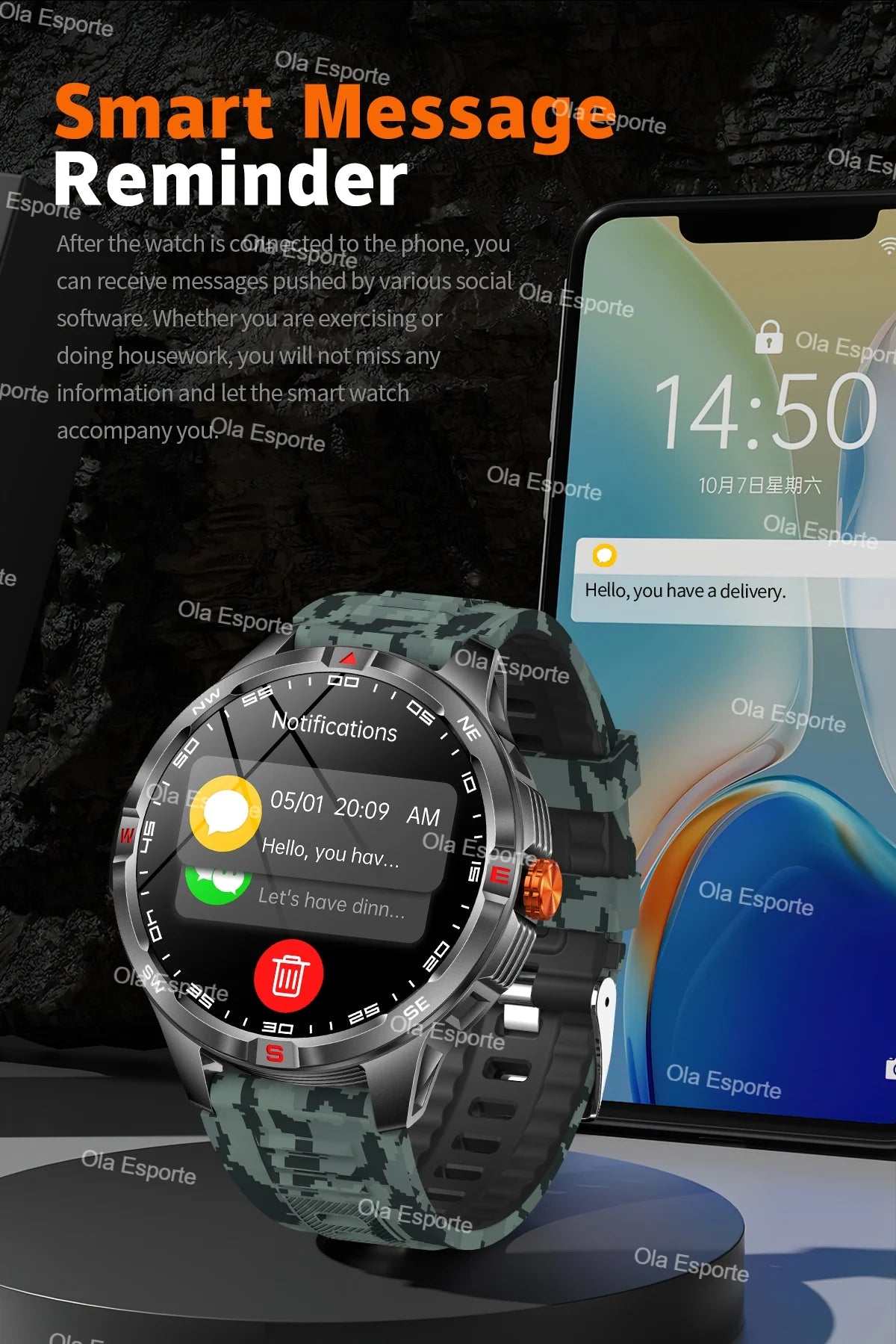 Sportliche Smartwatch mit Herzfrequenz und Gesundheitsüberwachung