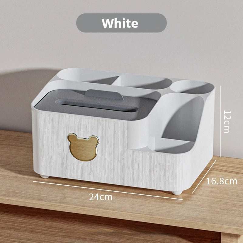 Multifunktionale Desktop-Aufbewahrungsbox mit Taschentuchfach für Zuhause