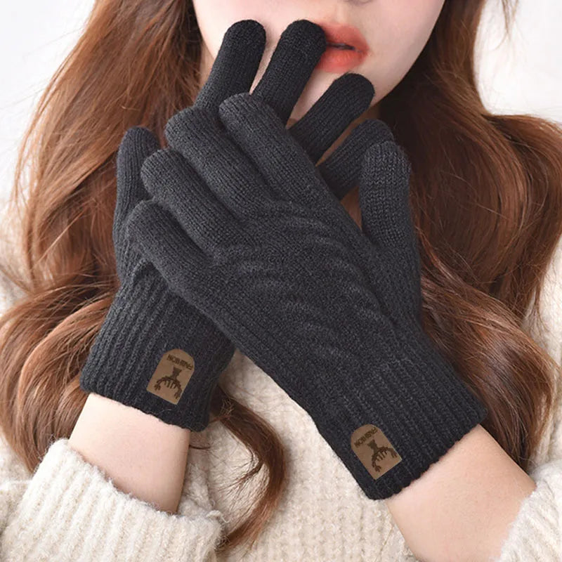 Unisex Handschuhe mit separaten Fingern und Plüschisolierung für Herbst Winter