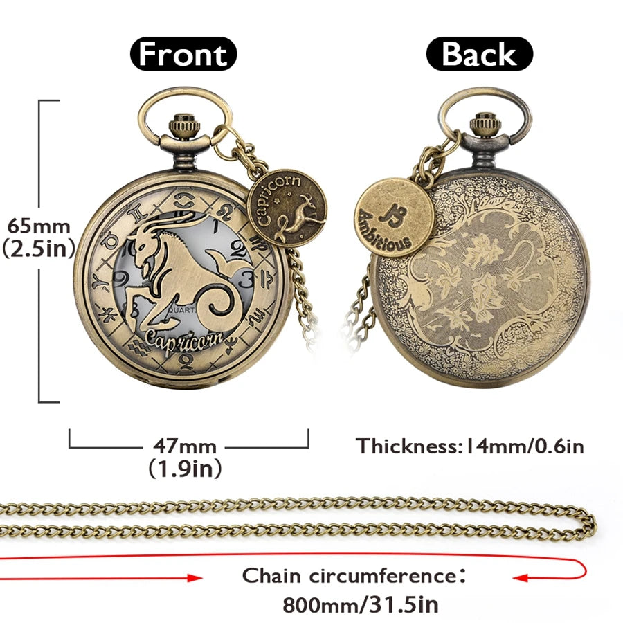 Quarz Taschenuhr Krebs Zeichen mit Krabben Halskette Vintage Stil