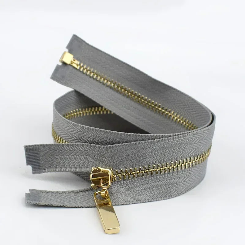 Metall Reißverschluss goldene Zähne offen 40-70cm für Taschen Jacken Kleidung