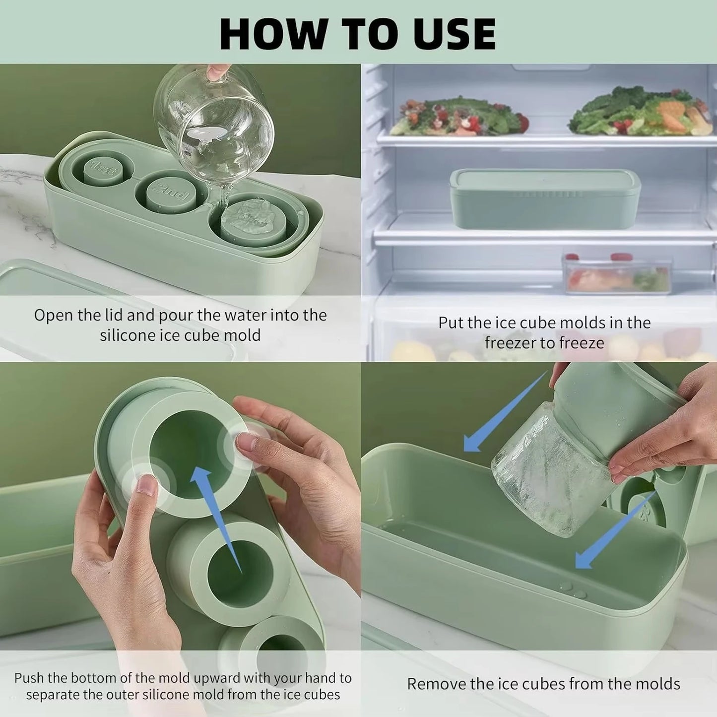 Silikon-Eiswürfelformen mit Deckel für Tumbler 20/30/40 Oz