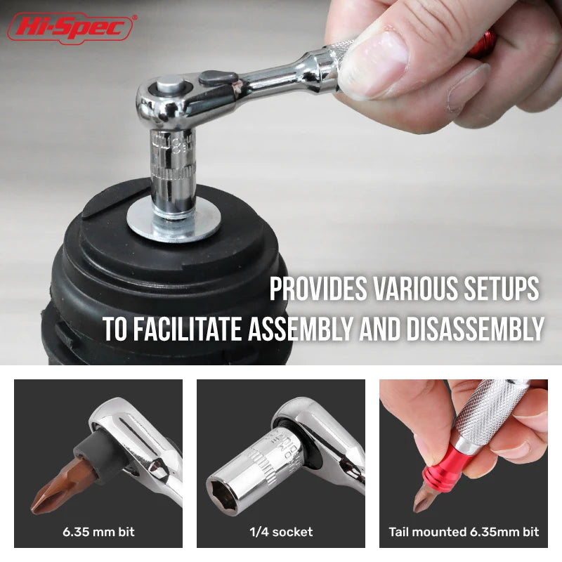 Hi-Spec 1/4 Zoll Doppelkopf-Schnellratschenschlüssel - Mini-Steckschlüsselsatz-Yabubest - Home & More