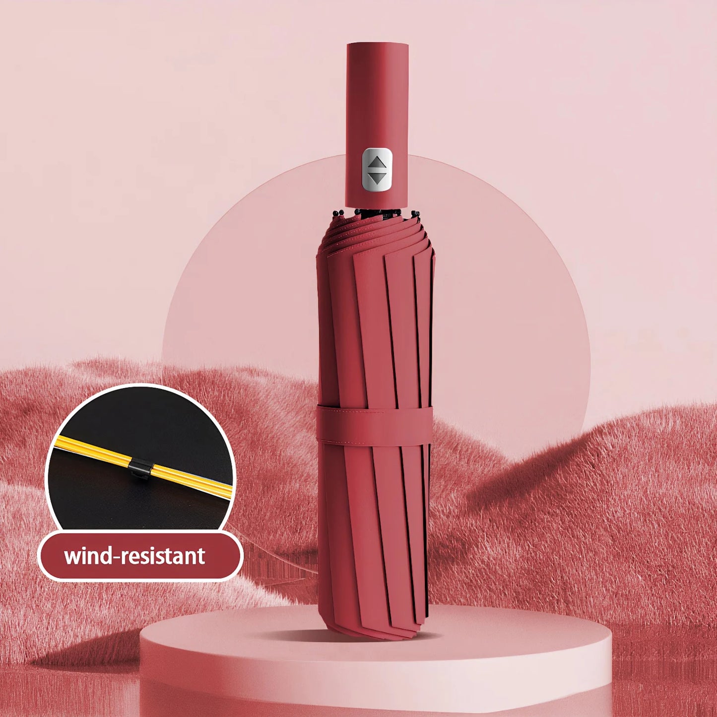 Automatischer 12-Knochen Doppelschirm mit großem Nylon-Schirm und stabilem Rahmen