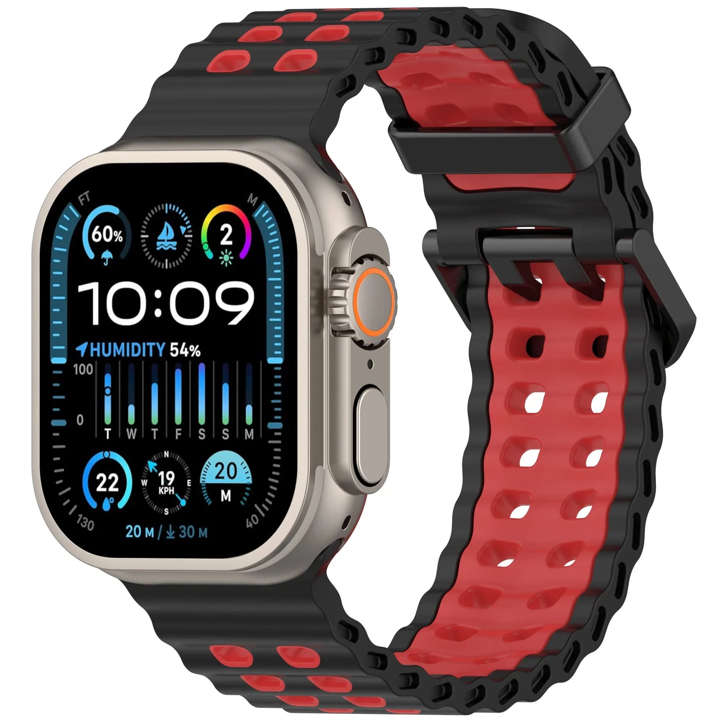 Zweifarbiges Silikonarmband 21cm Sportlich Leicht für Smartwatches