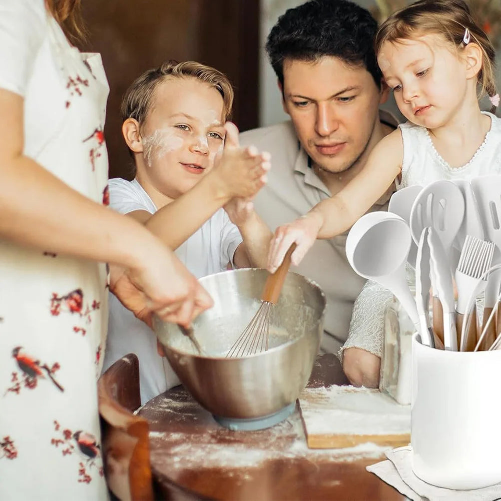 12-teiliges Silikon Küchenutensilien Set mit Halter für vielseitigen Küchenbedarf-Yabubest - Home & More