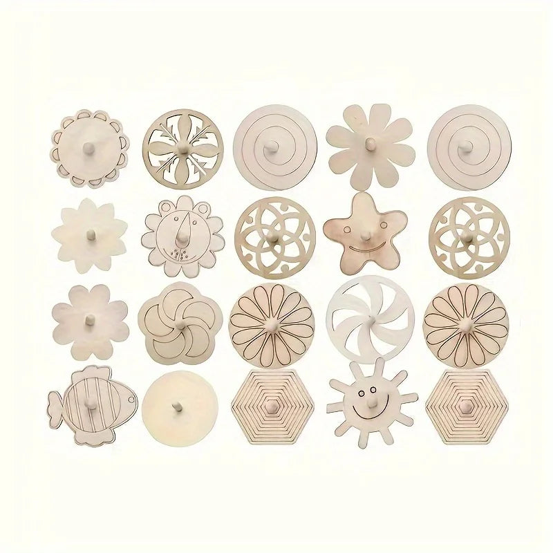 16-teiliges Holz-Kreisel Bastelset zum Malen und kreativen Gestalten