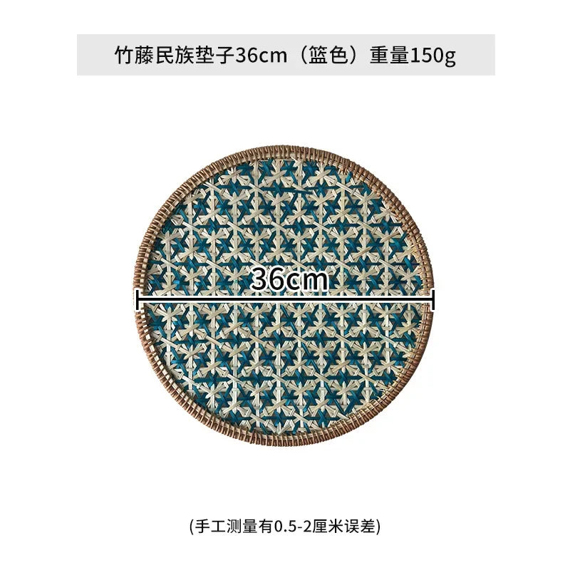 Handgewebtes Rattan Tischset im Böhmischen Stil