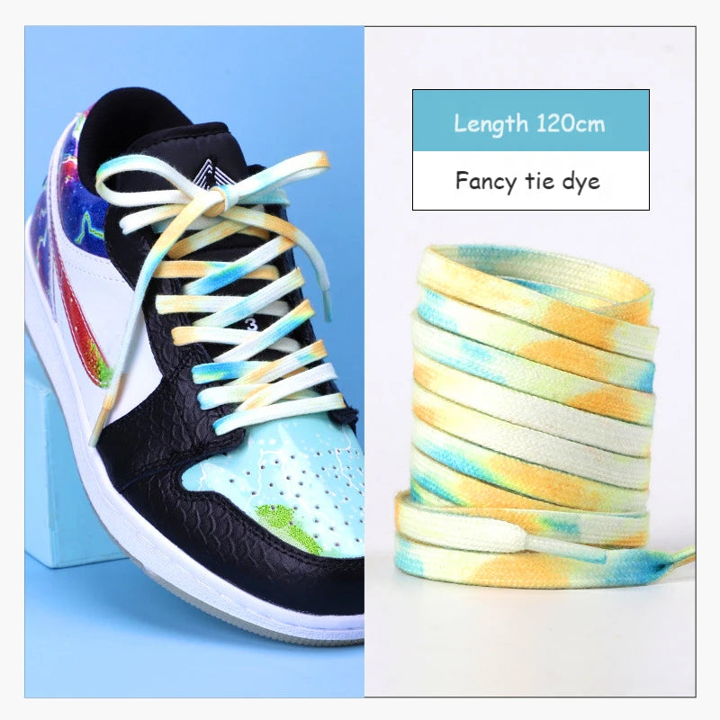 Tie Dye Schnürsenkel Flach Farbverlauf für Sportschuhe 120 140 160cm
