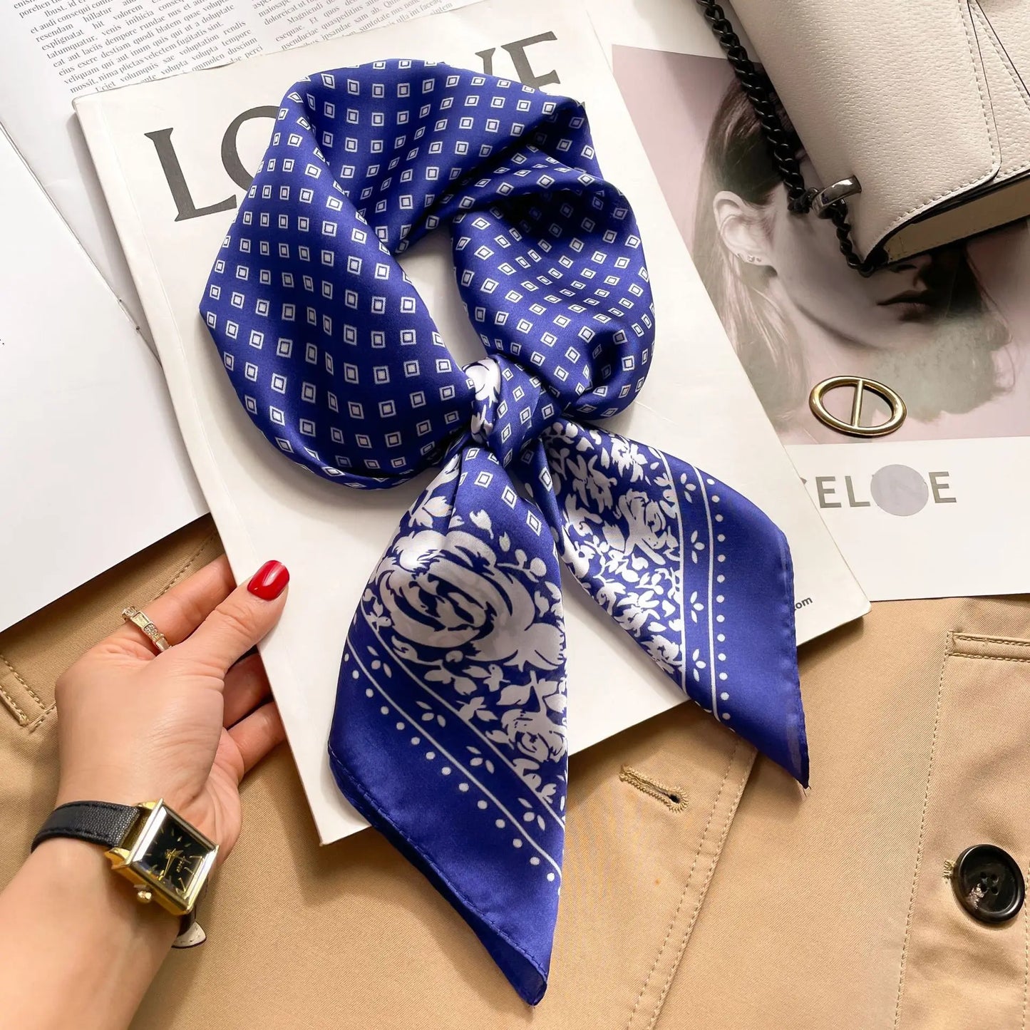 Modischer Hahnentritt Quadratschal für Damen – vielseitig tragbar