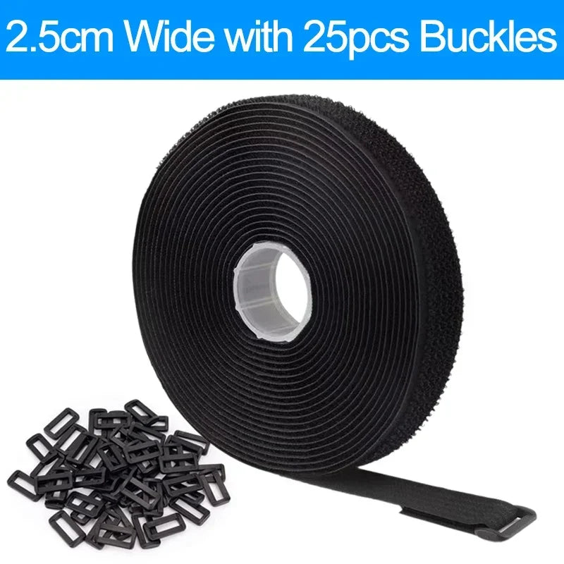 Wiederverwendbare Nylon Klett-Kabelbinder 5 m verstellbar schwarz