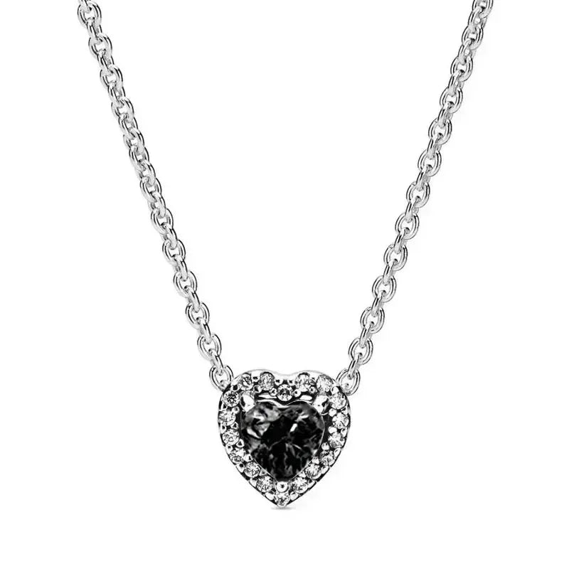 Funkelndes Schmuckset 925er Sterlingsilber Herz Ring Halskette Ohrringe