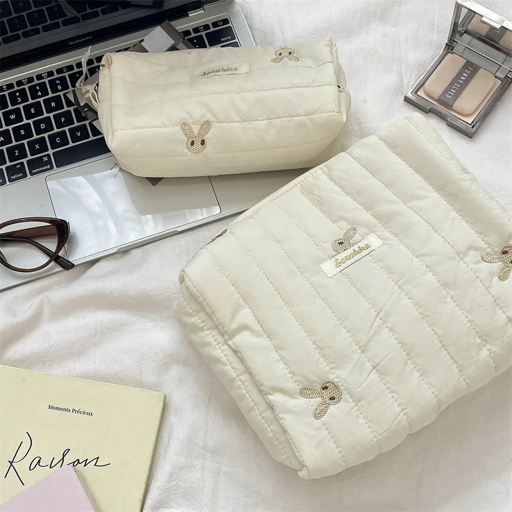 Praktische Kosmetiktasche aus weichem Baumwollstoff für Damen