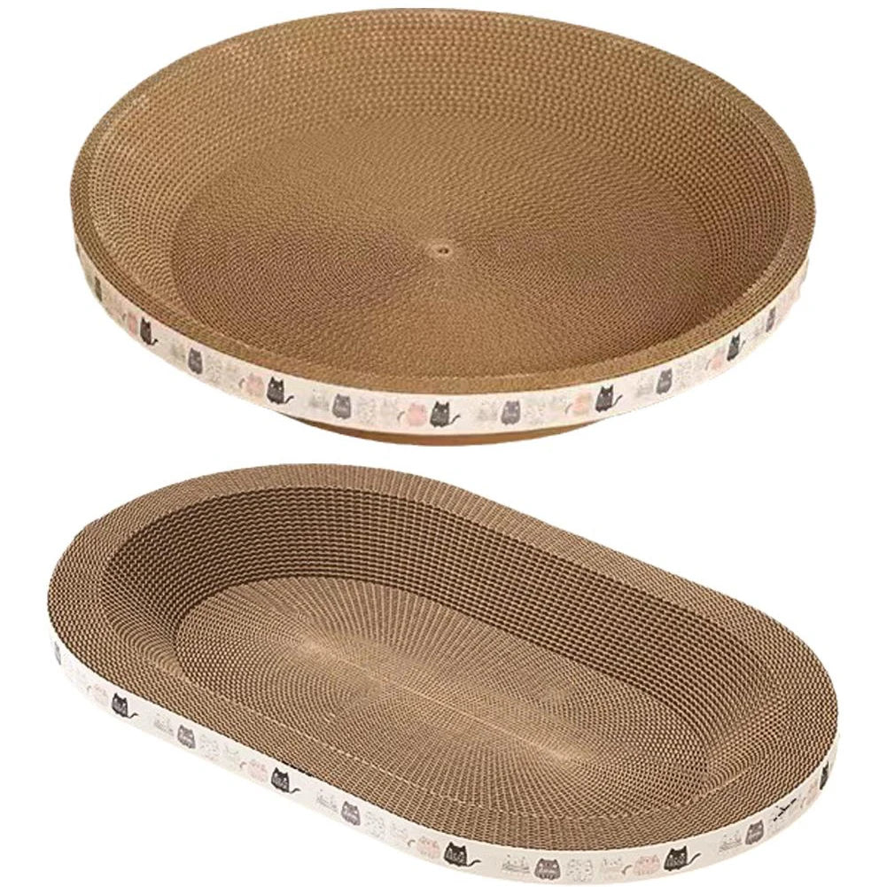 Katzenkratzblock aus Kunststoff, rund/oval, mit Liegefläche für Katzen