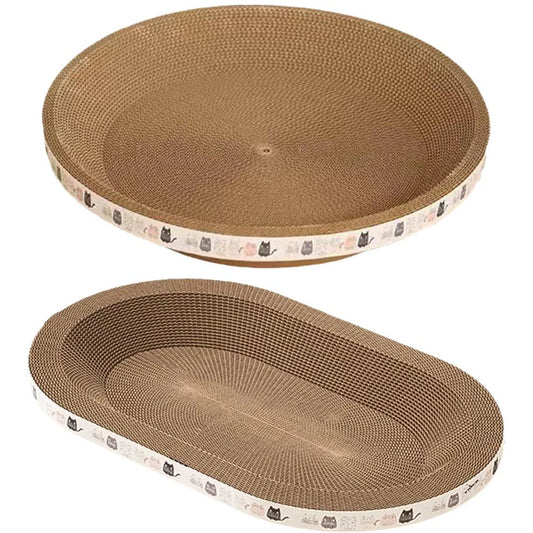 Katzenkratzblock aus Kunststoff, rund/oval, mit Liegefläche für Katzen