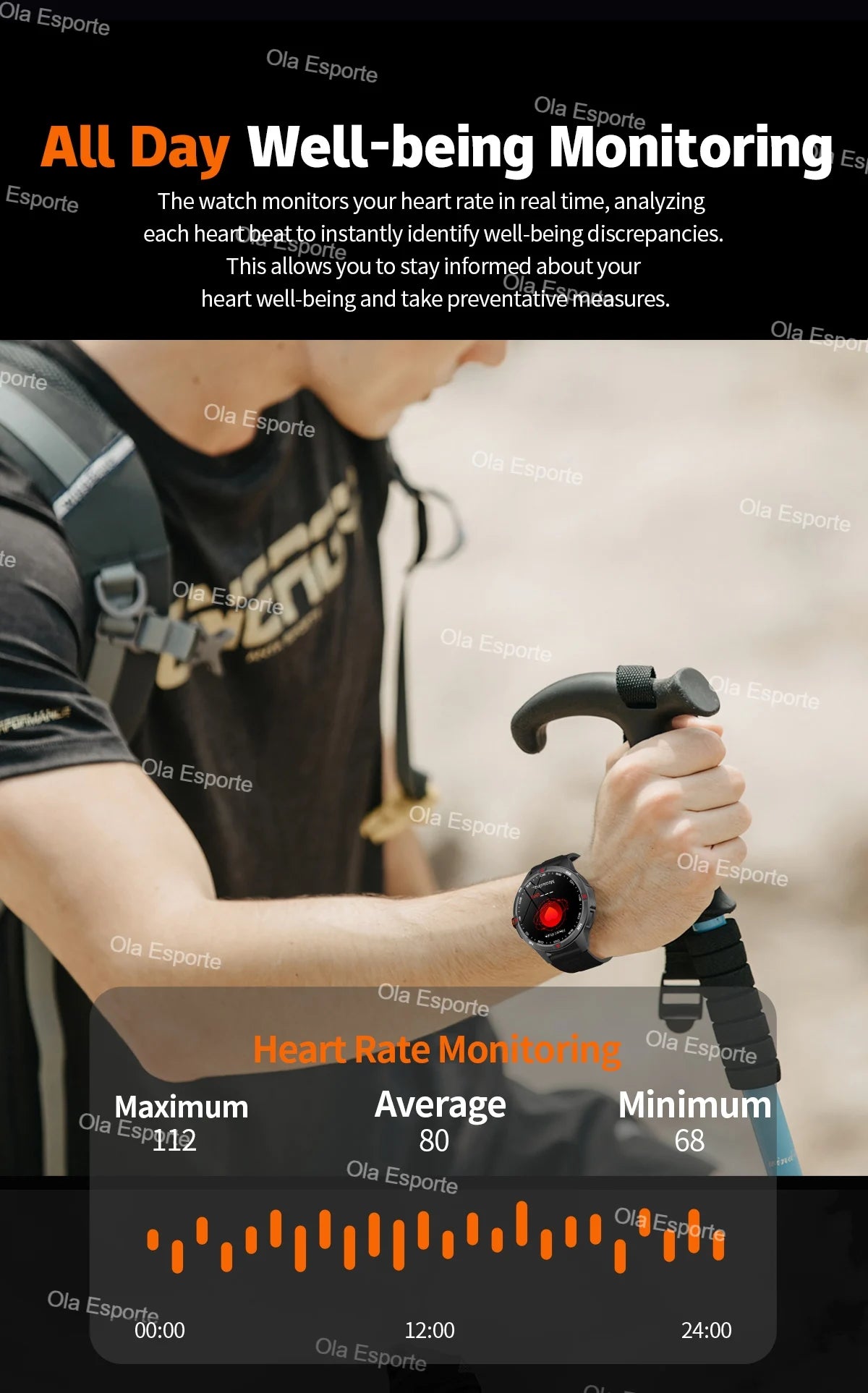 Sportliche Smartwatch mit Herzfrequenz und Gesundheitsüberwachung