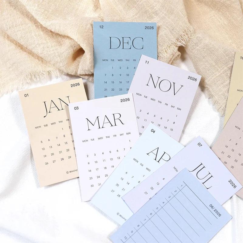 12 Blatt 2026 Kalenderkarte A5 A6 A7 Notizbuch Planer Tagebuch Zubehör