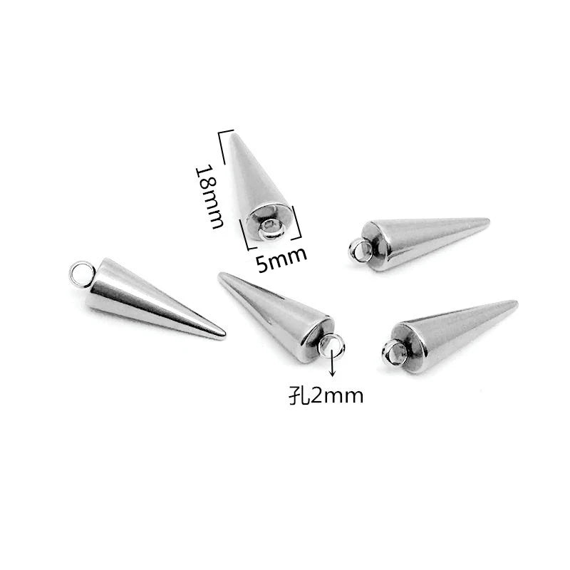 20 Edelstahl Kegel Anhänger Charms für DIY Halskette Schmuck 3x6 bis 5,5x18mm