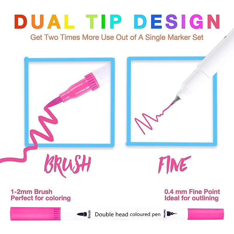 Doppelkopf Aquarell Marker Set bis 100 Farben für kreative Zeichnungen