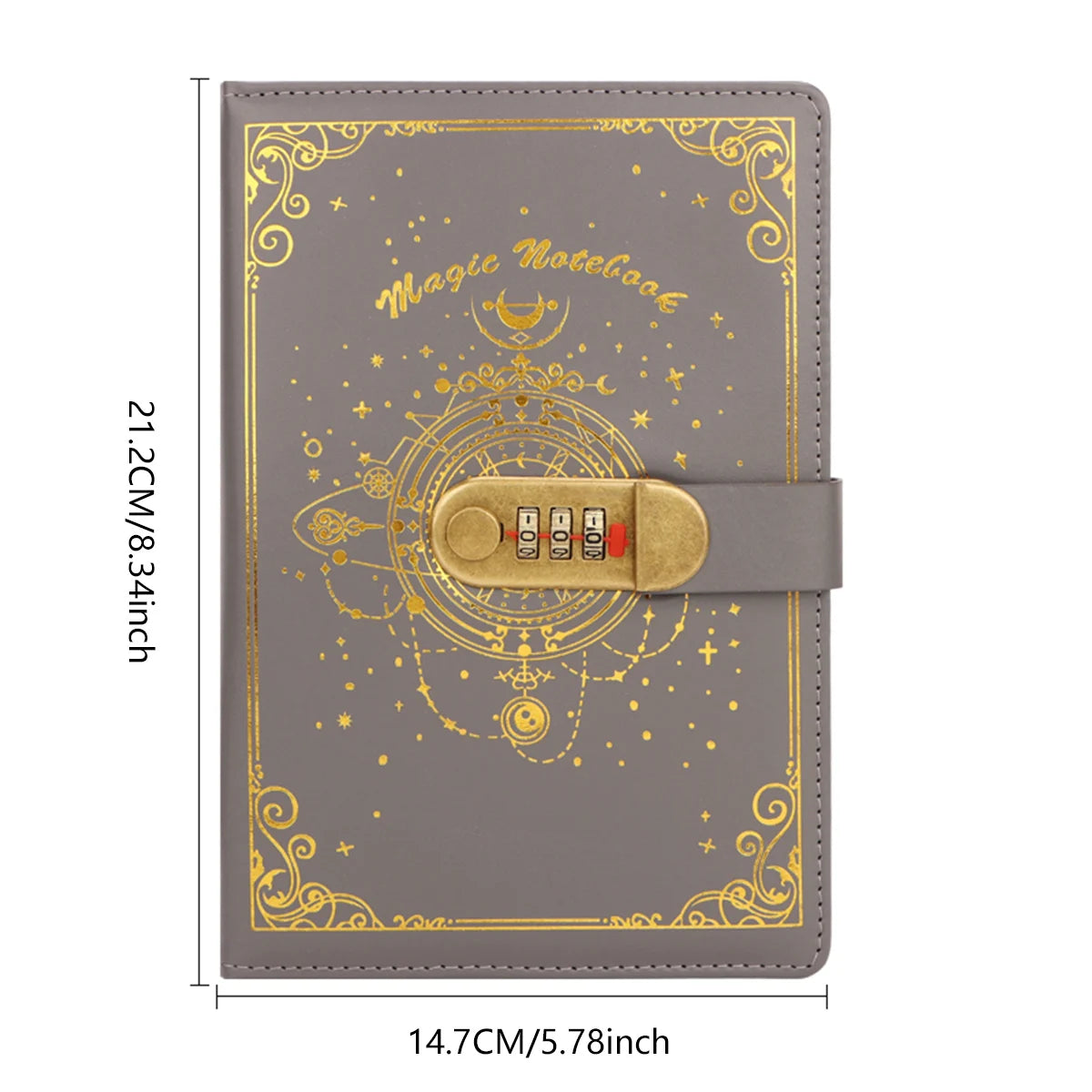 PU-Notizbuch mit Passwortschutz, 200 Seiten, ideal für Büro und Schule