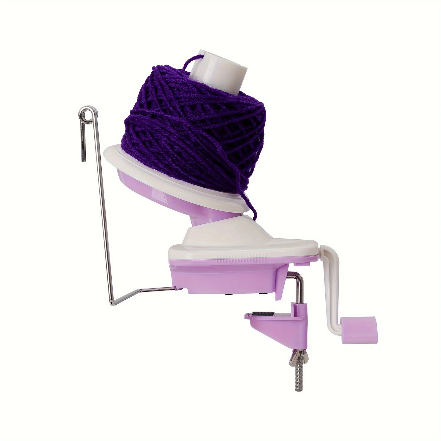 Handkurbel Garnwickler rosa lila Kugelwickler für Strick und Häkelgarn