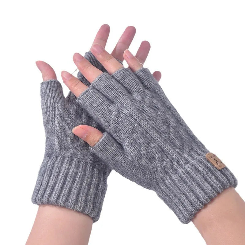 Winter Halbfinger Handschuhe Strick Thermo Warm Dehnbar Unisex