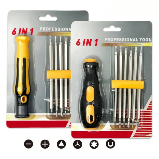Präzises 6-in-1 Schraubendreher-Set mit rutschfestem Griff - robustem Stahl