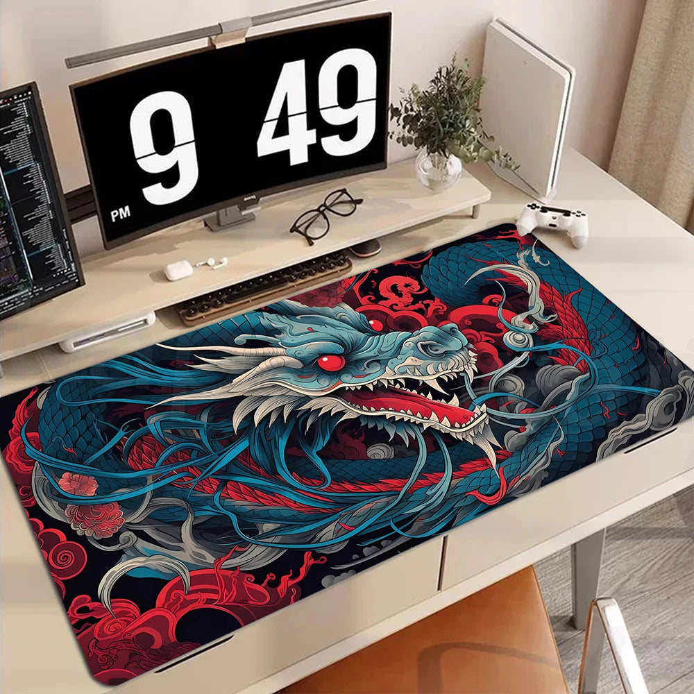 XXL Gaming Mauspad Chinesischer Drachen Anime Schreibtischunterlage