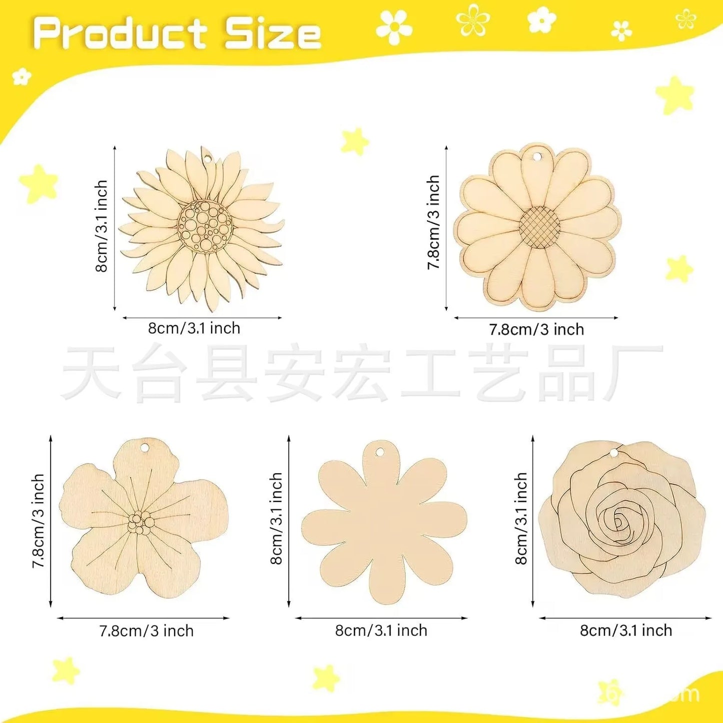 10 Holzanhänger Frühlingsblumen Rose Sonnenblume Dekoration DIY