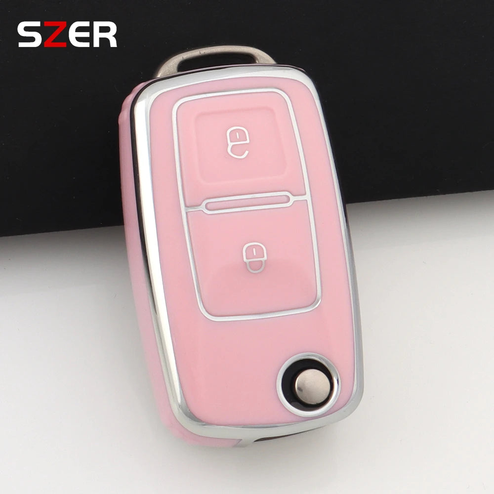Rosa TPU-Autoschlüsselhülle für 2-3 Tasten Modelle kompatibel