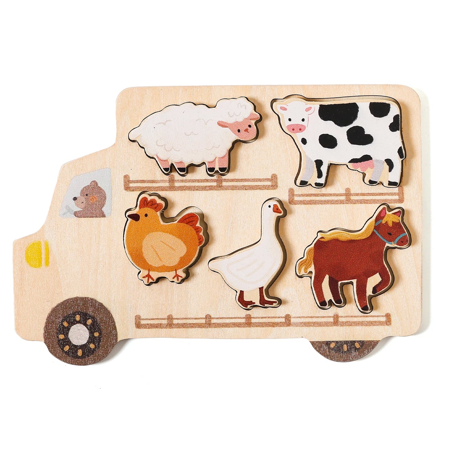 Holz 3D Puzzle Auto für Babys und Kleinkinder, Montessori Spiel