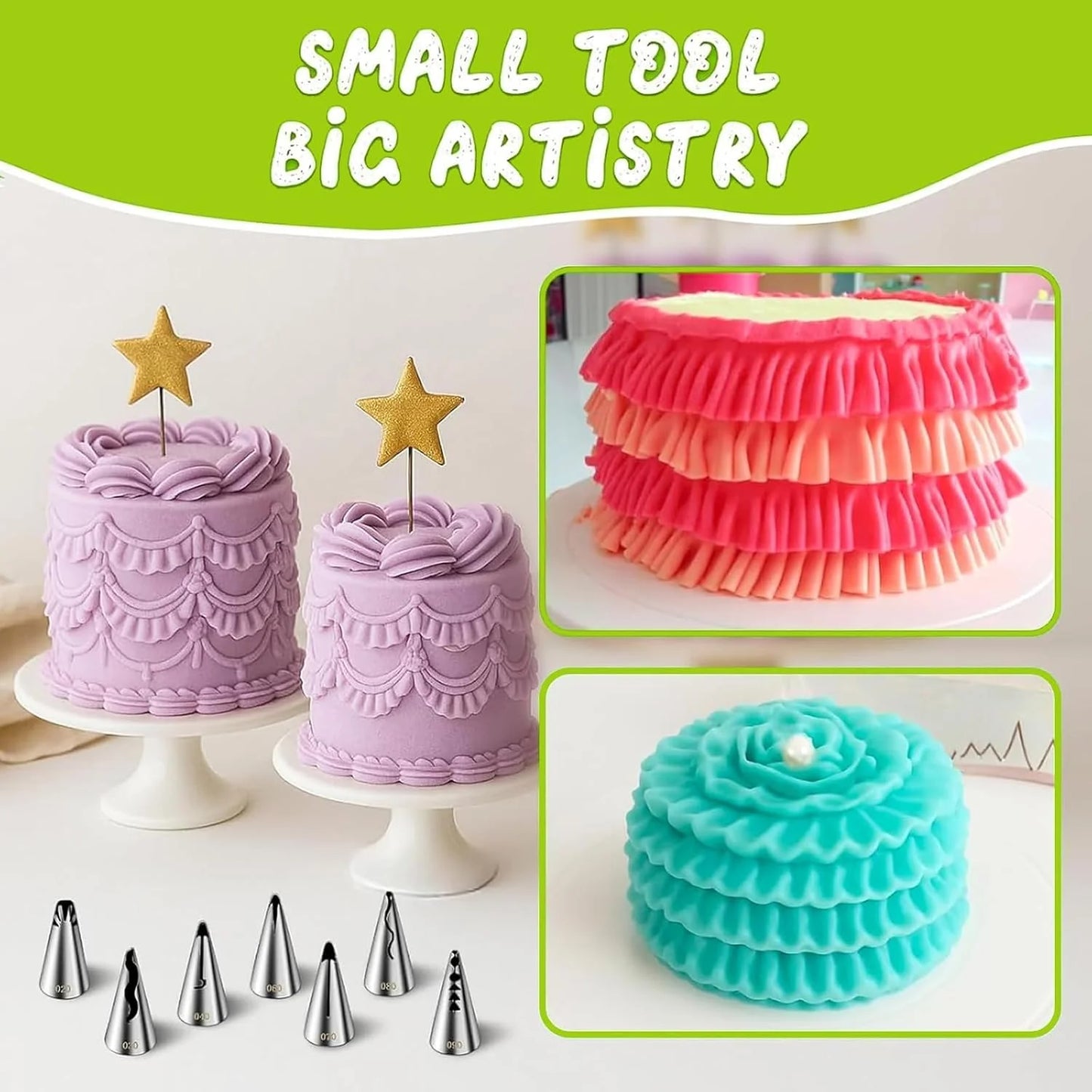 128-teiliges Kuchen Dekorationsset mit 57 Spritztüllen und Werkzeugen