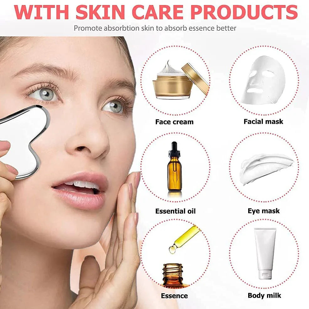 Gesichts-Roller Set: Kühlung, Massage & Hautpflege aus Silikon/Edelstahl