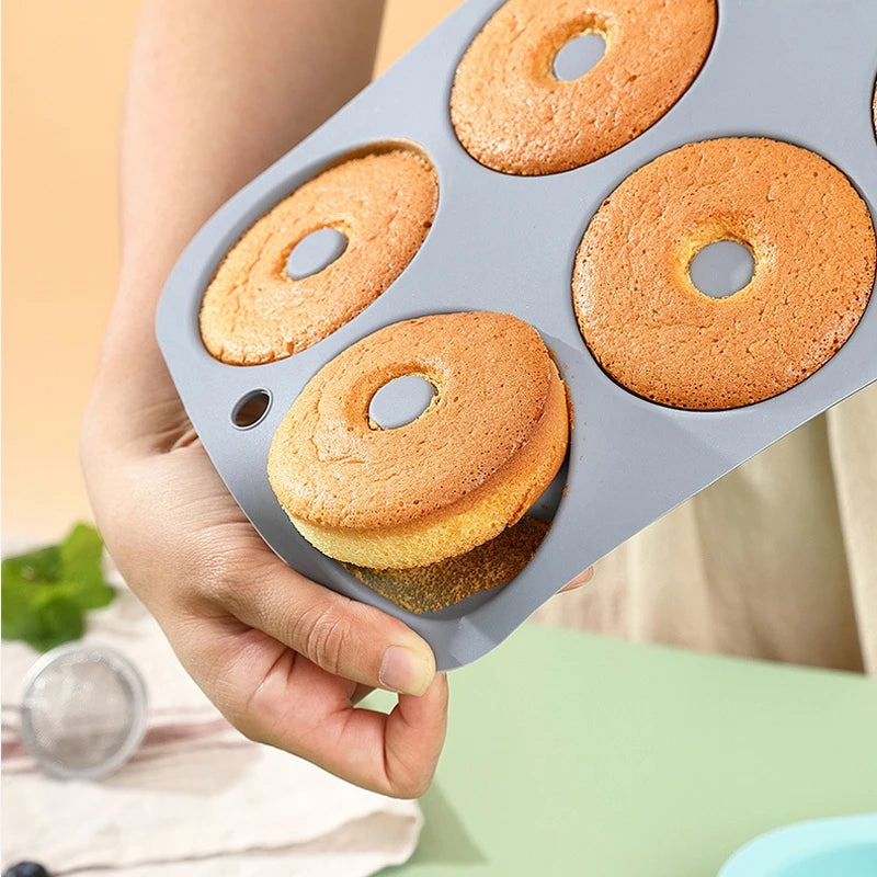 6er Silikon Donut Backform 6 Löcher Antihaft Muffin Cupcake Form