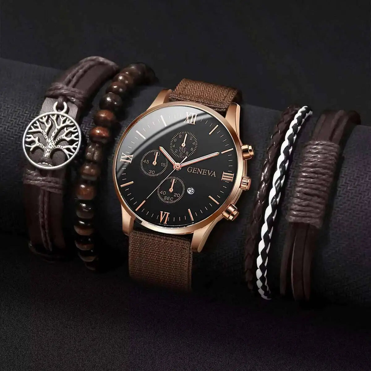 Männer Quarzuhr Set mit Armbändern Casual Mode Accessoire