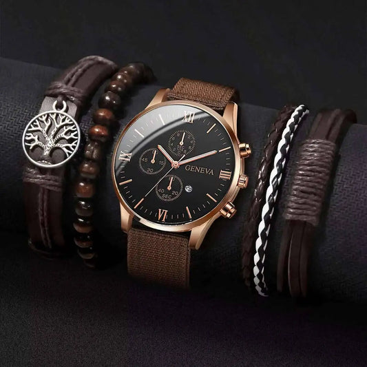Männer Quarzuhr Set mit Armbändern Casual Mode Accessoire
