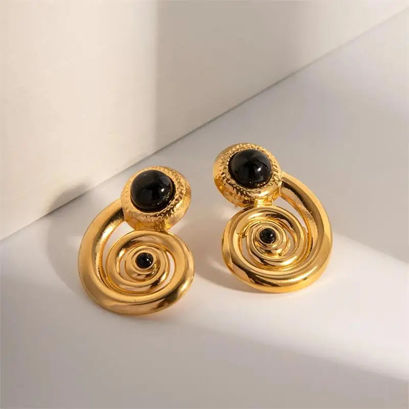 Dicke Edelstahl Muschel Ohrstecker Bolzen mit 18K Vergoldung