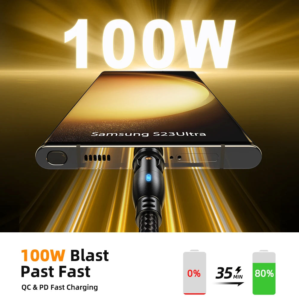 Magnetisches USB C Ladekabel 100W PD 5A – 540° Drehbar – Schnellladung - Daten