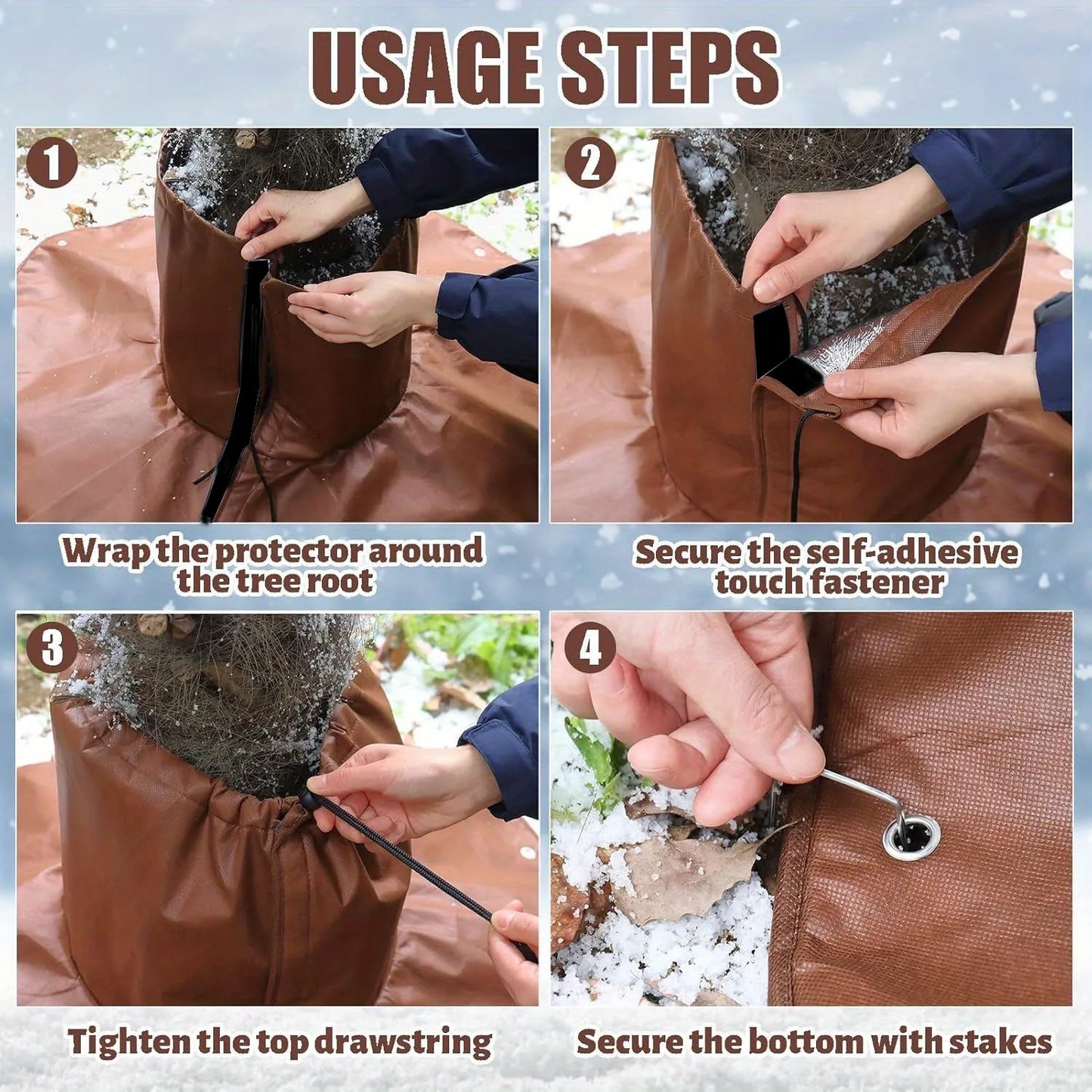 Winterlicher Baumwurzel Schutz aus Vliesstoff mit Bodennägeln