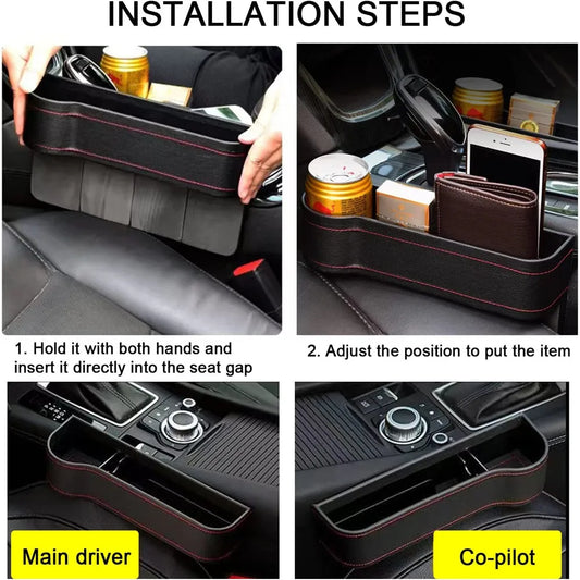 Sitzspalt-Aufbewahrungsbox PU-Leder | Universal Organizer Auto